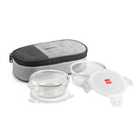 Cello Delighta Round Borosilicate Lunch Box with Jacket, 400ml, Set of 2, Clear