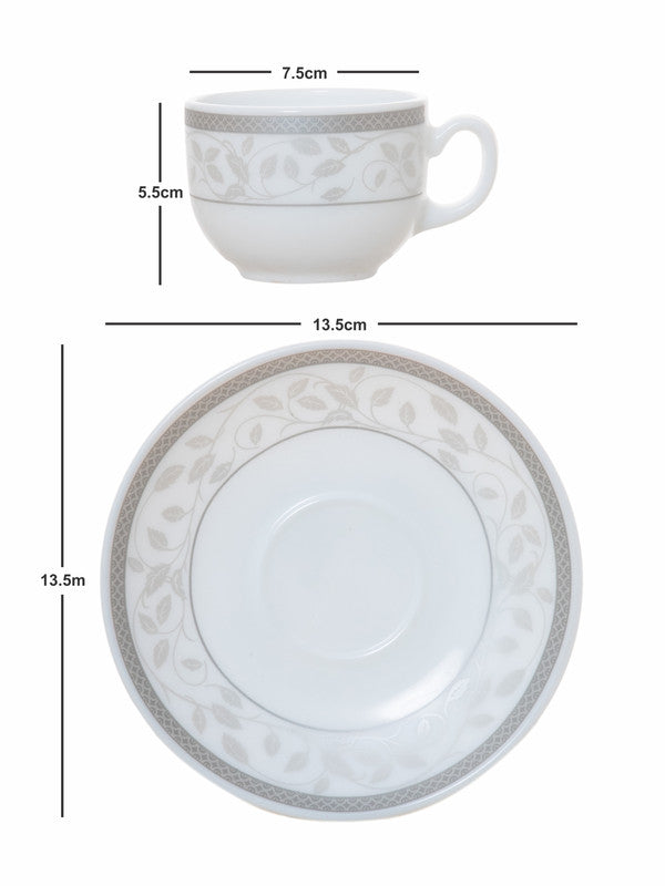 Cello Opalware Divine Coffee /Tea Cup Saucer Set (Set of 6pcs Cup & 6pcs Saucer)