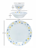 Cello Opalware Dinner Set with Print (Set of 2pcs Dinner Plate, 2pcs Veg. Bowl & 2pcs Multipurpose Bowl)