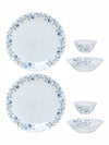 Cello Opalware Dinner Set with Print (Set of 2pcs Dinner Plate, 2pcs Veg. Bowl & 2pcs Multipurpose Bowl)