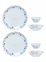 Cello Opalware Dinner Set with Print (Set of 2pcs Dinner Plate, 2pcs Veg. Bowl & 2pcs Multipurpose Bowl)