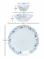 Cello Opalware Dinner Set with Print (Set of 2pcs Dinner Plate, 2pcs Veg. Bowl & 2pcs Multipurpose Bowl)