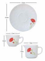 Cello Opalware Imperial Tea Set (Set of 6pcs Cup, 6pcs Saucer, 2pcs Snack Bowl, 1pc Sugar Pot With Lid, 1pc Milk Pot, & 1pc Glass Carafe)