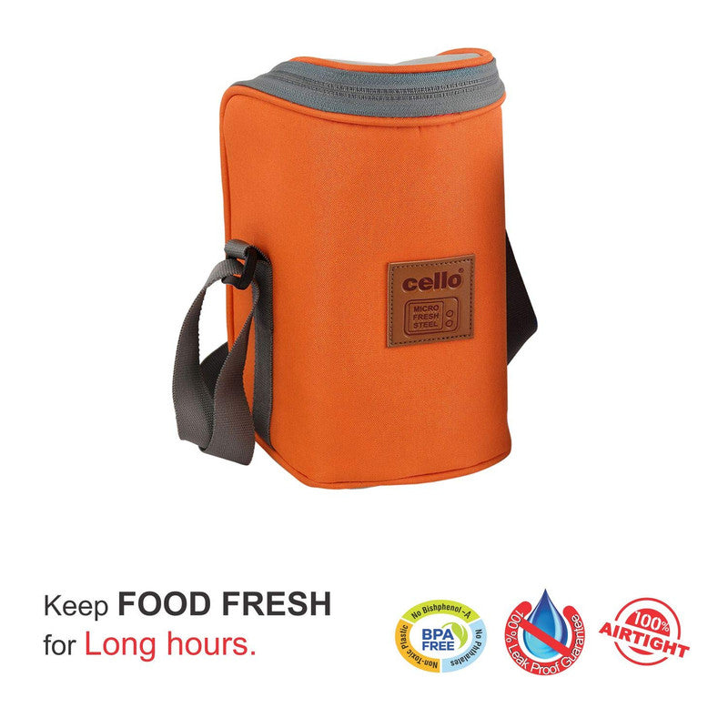 Cello Max Fresh Hot Wave Plastic Lunch Box (Orange, 225ml, 375ml and 550ml)