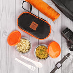 Cello Max Fresh Micro Plus Insulated Lunch Box with Stainless Steel Inner, 2 Pieces, Orange