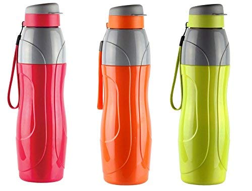Cello Puro Plastic Sports Insulated Water Bottle, 600ml, Set of 3, Multicolour