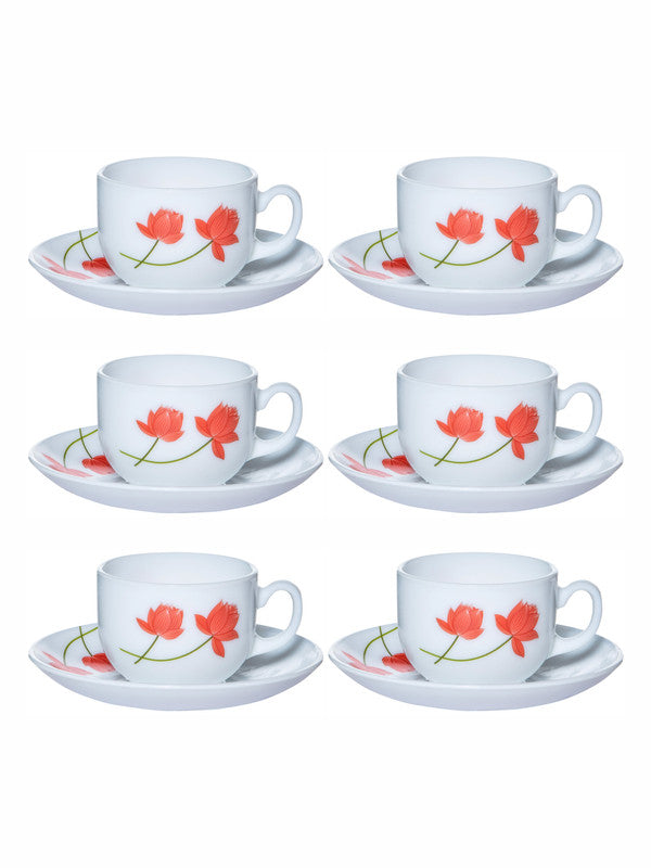 Cello Opalware Royale Costa Cup Saucer (set of 6pcs Cup & 6pcs Saucer)