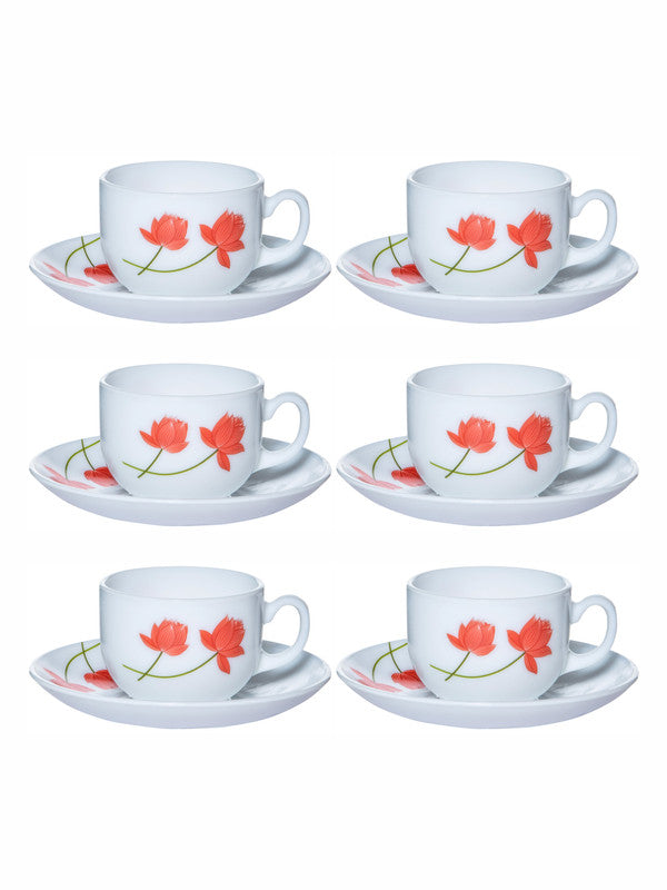 Cello Opalware Royale Costa Cup Saucer (set of 6pcs Cup & 6pcs Saucer)