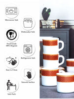 Cello Opalware Solitaire Tea/Coffee Mug (Set Of 6Pcs)