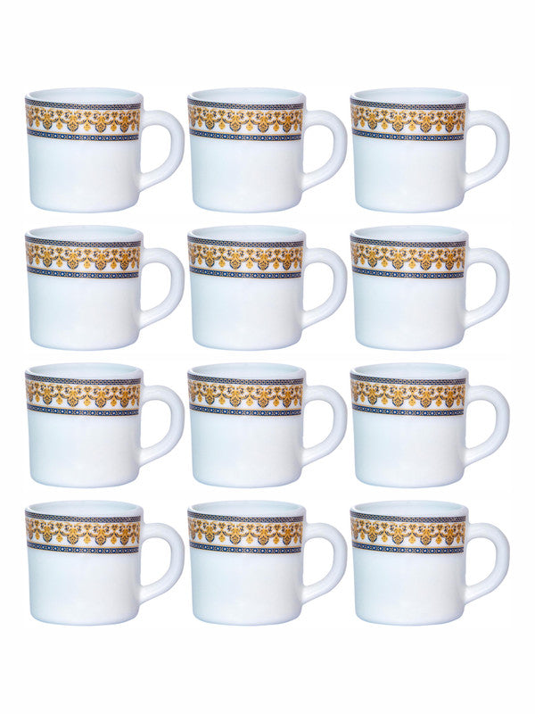 Cello Opalware Solitaire Tea/Coffee Mug (Set Of 12Pcs)