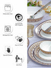 Cello Opalware Dinner Set with Print (Set of 6pcs Dinner Plate, 6pcs Quarter Plate, 6pcs Veg. Bowl, 6pcs Soup Bowl, 1pc Oval Platter & 2pcs Serving Bowl)
