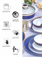 Cello Opalware Dinner Set with Print (Set of 6pcs Dinner Plate, 6pcs Quarter Plate, 6pcs Veg. Bowl, 6pcs Soup Bowl, 6pcs Spoons, 1pc Oval Platter, 2pcs Casserole & 2pcs Glass Lid)