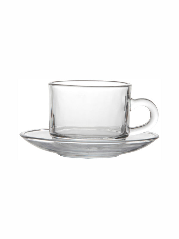 Goodhomes Glass Tea & Coffee Cup & Saucer (Set of 6pcs Cup & 6pcs Saucer)