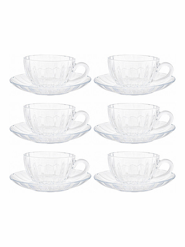 Glass Tea & Coffee Cup Saucer (Set of 12pcs)