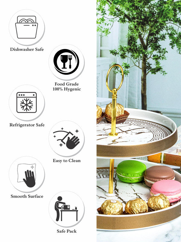 Goodhomes Porcelain Cake Stand  with Gold Print