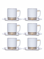 Goodhomes Porcelain Tea/Coffee Cup & Saucer with Gold Print (Set of 6pcs Cup & 6pcs Saucer)