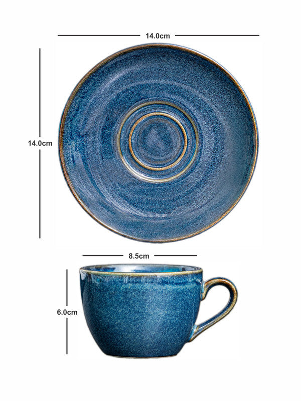 Stoneware Tea/Coffee Cup & Saucer set (Set of 4pcs Cup & 4pcs Saucer)
