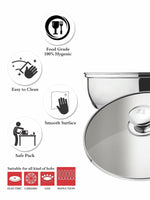 Stainless Steel Elegance Fry Pan with Handle & Glass Lid (Set of 2pcs)