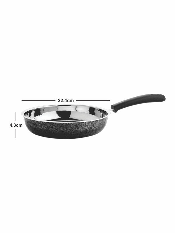 Stainless Steel Moonrock Fry Pan with Handle  CWSS22FP02