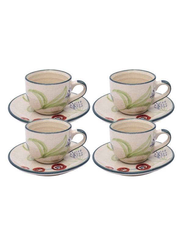 Designer Stoneware Cup Saucer Set (Set of 8 pcs)