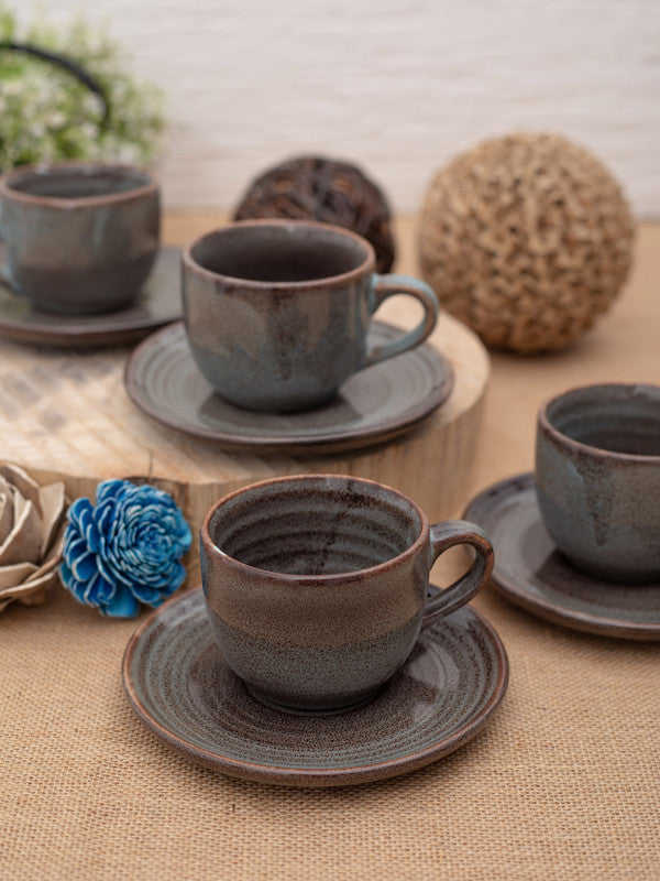 Designer Stoneware Cup Saucer Set (Set of 8 pcs)