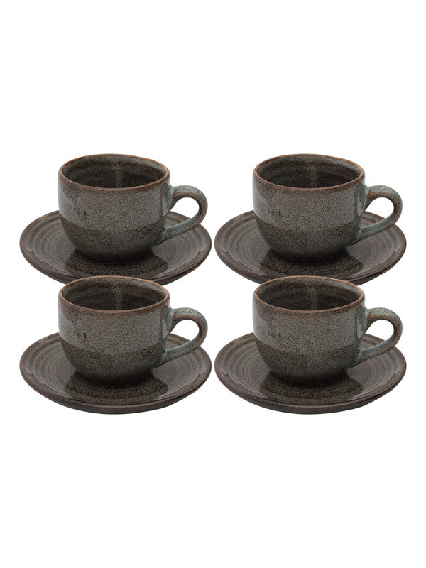 Designer Stoneware Cup Saucer Set (Set of 8 pcs)