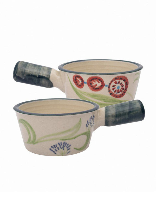 Designer Stoneware Soup Bowl with Handle (Set of 2 pcs)