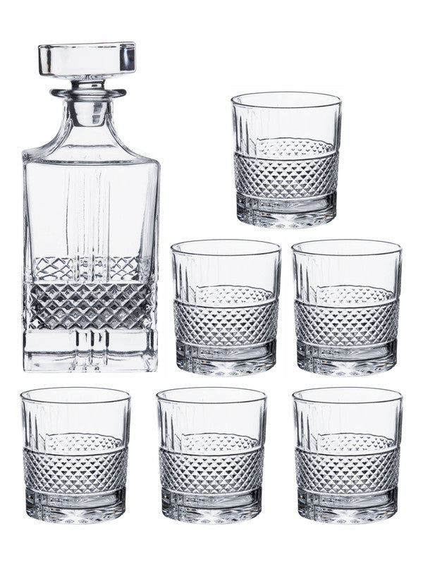 Goodhomes Glass Decanter Set (Set of 6pcs Tumbler & 1pc Decanter with Lid)
