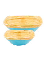 Square Bamboo Wood Bowls in Sky Blue Colour ( Set of 2)