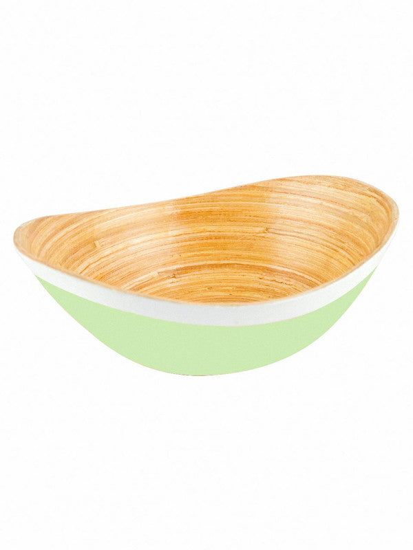 Oval Bamboo Wood Bowls in Lime Green Colour ( Set of 2)