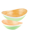 Oval Bamboo Wood Bowls in Lime Green Colour ( Set of 2)