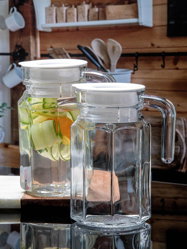 Goodhomes Glass Water Jug with Plastic Lid (Set of 2pcs)