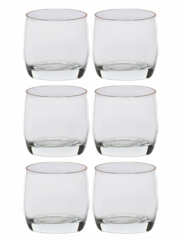 Goodhomes Glass Tumbler with Gold Line  (Set of 6 Pcs.)