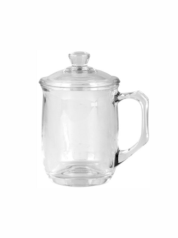 Goodhomes Glass Mug with Glass Lid (Set of 2pcs)