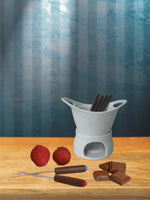 Chocolate Fondue Set with 2 Candles & 4 Forks in a set ( Set of 8 Pcs )