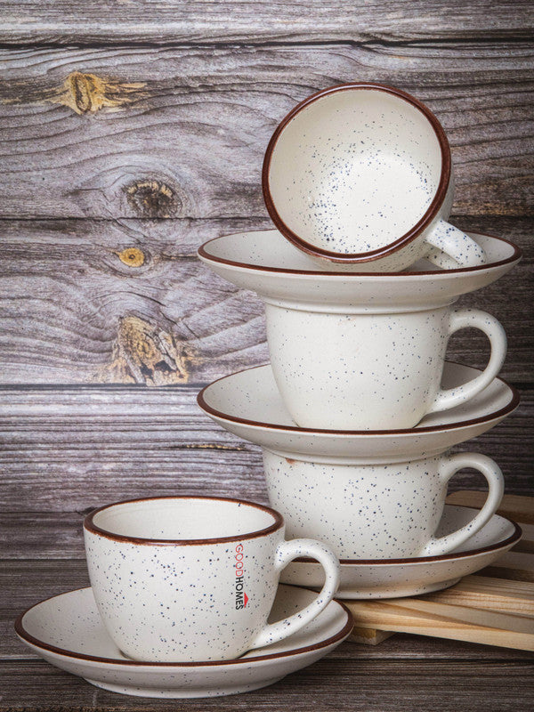 Goodhomes Ceramic Cup & Saucer (Set of 4pcs Cup & 4pcs Saucer)