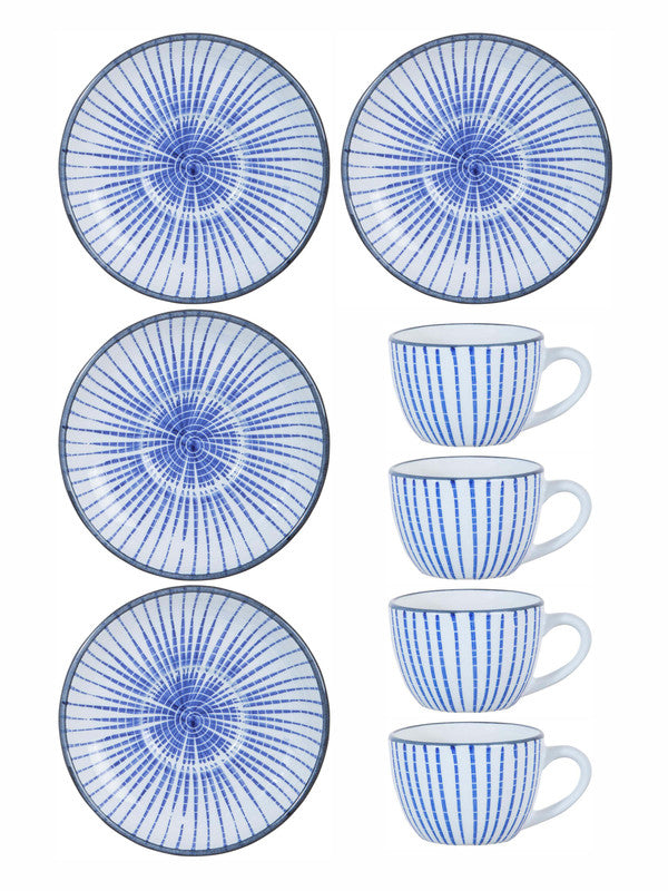 Goodhomes Stoneware Tea / Coffee Cup Saucer (Set of 4pcs Cup & 4pcs Saucer)