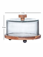 Goodhomes Glass Dome With Wooden Knob And Wooden Stand