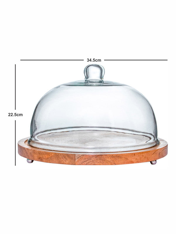 Goodhomes Glass Dome With Wooden Stand