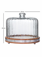 Goodhomes Glass Dome With Stripes And Wooden Stand