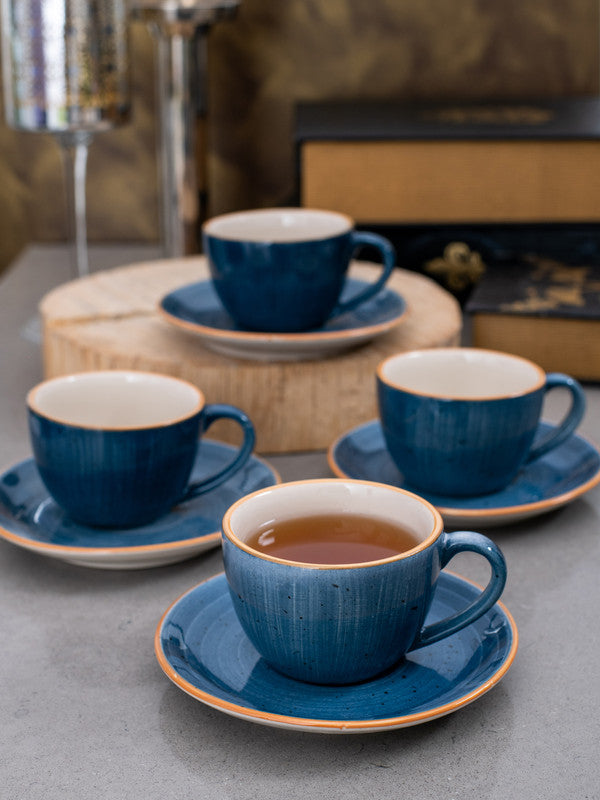 Designer Stoneware Cup Saucer Set (Set of 8 pcs)