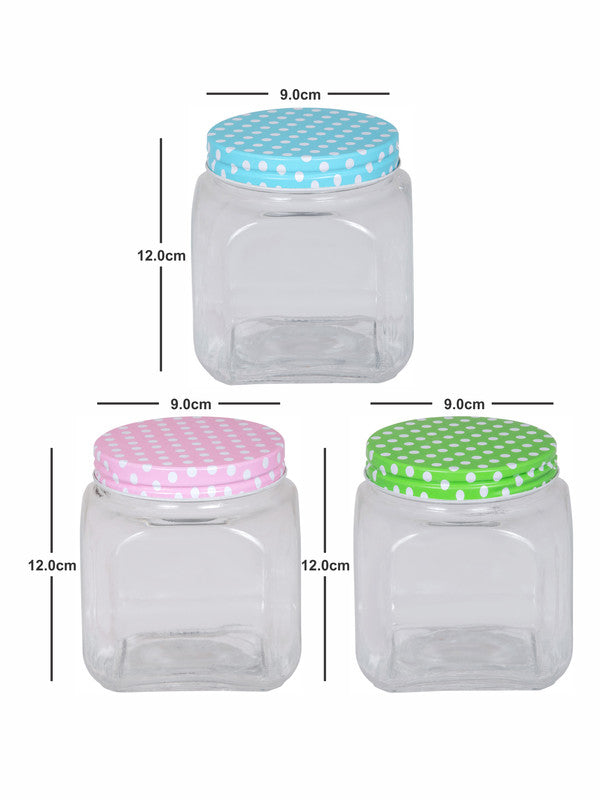 Goodhomes Glass Storage Cube Polka Jar (Set of 3pcs)