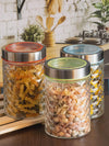 Goodhomes Glass Storage Embossed Jar (Set of 3pcs)