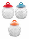 Glass Jar with Ceramic Color Lid (Set of 3pcs)