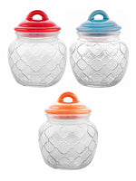 Glass Jar with Ceramic Color Lid (Set of 3pcs)