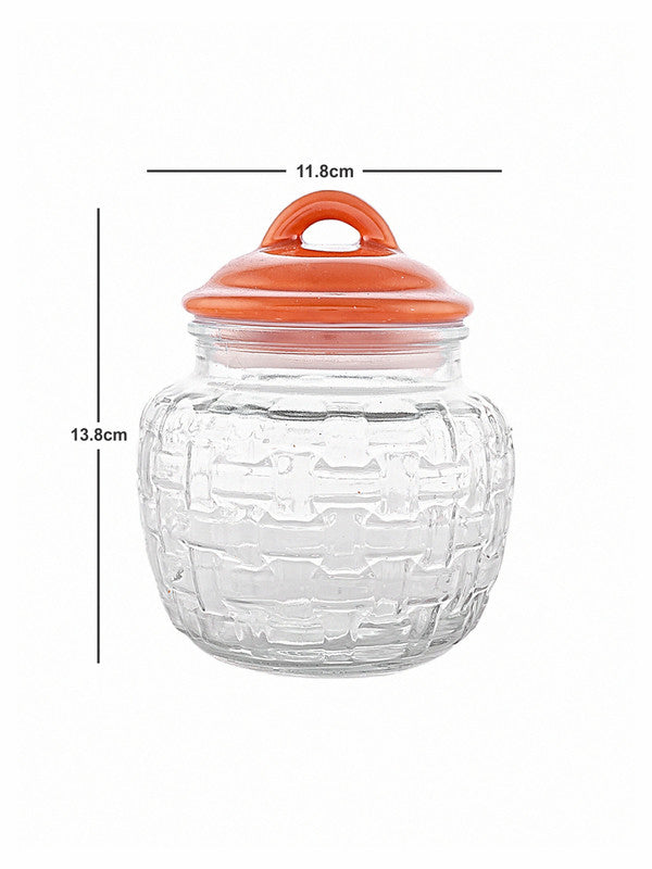 Glass Jar with Ceramic Color Lid (Set of 3pcs)