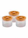 Goodhomes Basic Round Borosilicate Small Jar Set With Bamboo Wood Lid (Set Of 3 Pcs)