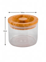 Goodhomes Basic Round Borosilicate Small Jar Set With Bamboo Wood Lid (Set Of 3 Pcs)