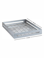 Goodhomes Wooden Large Tray (Silver Black)