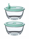 Goodhomes Glass Small Bowl with Color Lid (Set of 2pcs)